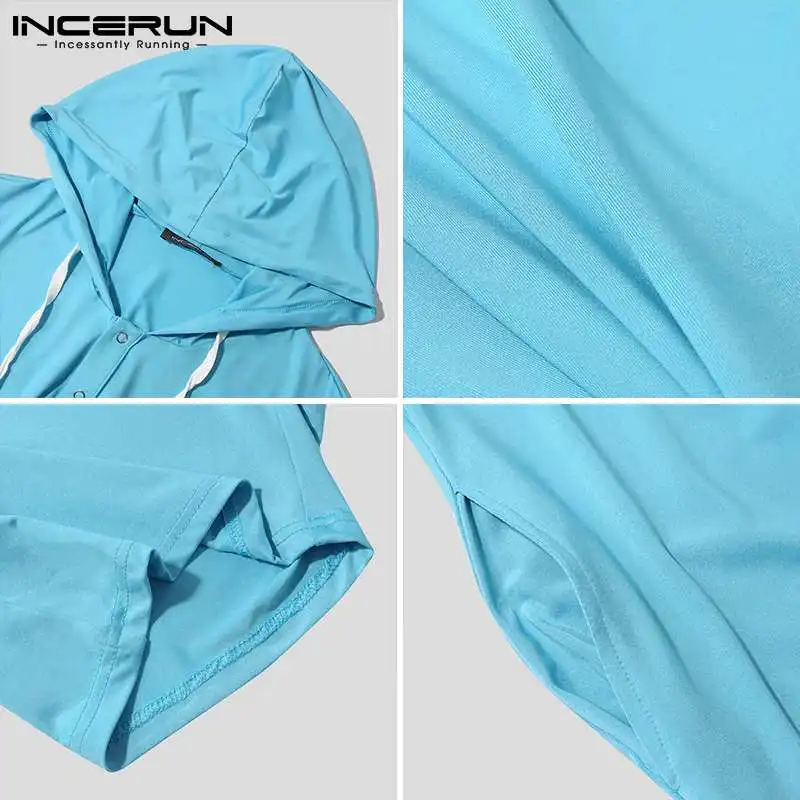 Men Pajamas Rompers Hooded Homewear Cozy Solid Color Short Sleeve Button Leisure Jumpsuits 2021 Men Playsuits Nightwear INCERUN
Men Pajamas Rompers Hooded Homewear Cozy Solid Color Short Sleeve Button Leisure Jumpsuits 2021 Men Playsuits Nightwear INCERUN