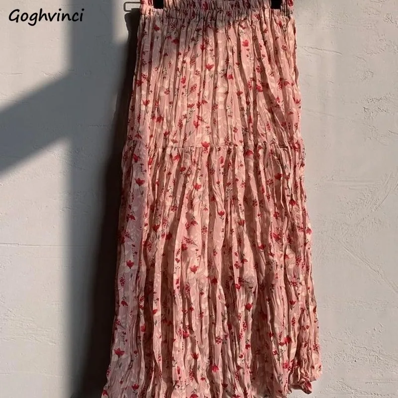 Skirts Women Pink Floral Ankle-length A-line Korean Style High Street Chic Stylish Loose Bright Breathable Vintage Students Lady
Skirts Women Pink Floral Ankle-length A-line Korean Style High Street Chic Stylish Loose Bright Breathable Vintage Students Lady