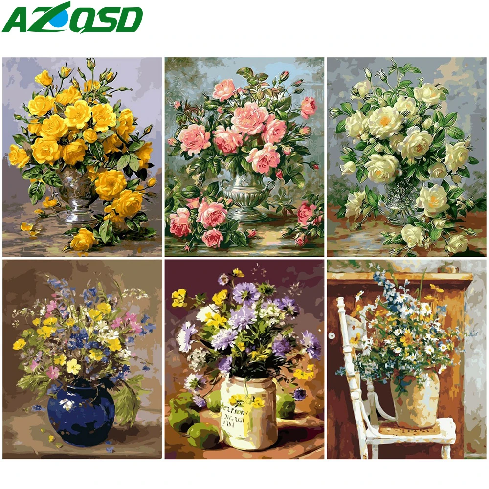 AZQSD краска по номеру ваза для цветов акриловая масляная краска ing по номерам цветочные комплекты холст для рисования 40x50 см без рамки украшен...
AZQSD краска по номеру ваза для цветов акриловая масляная краска ing по номерам цветочные комплекты холст для рисования 40x50 см без рамки украшен...