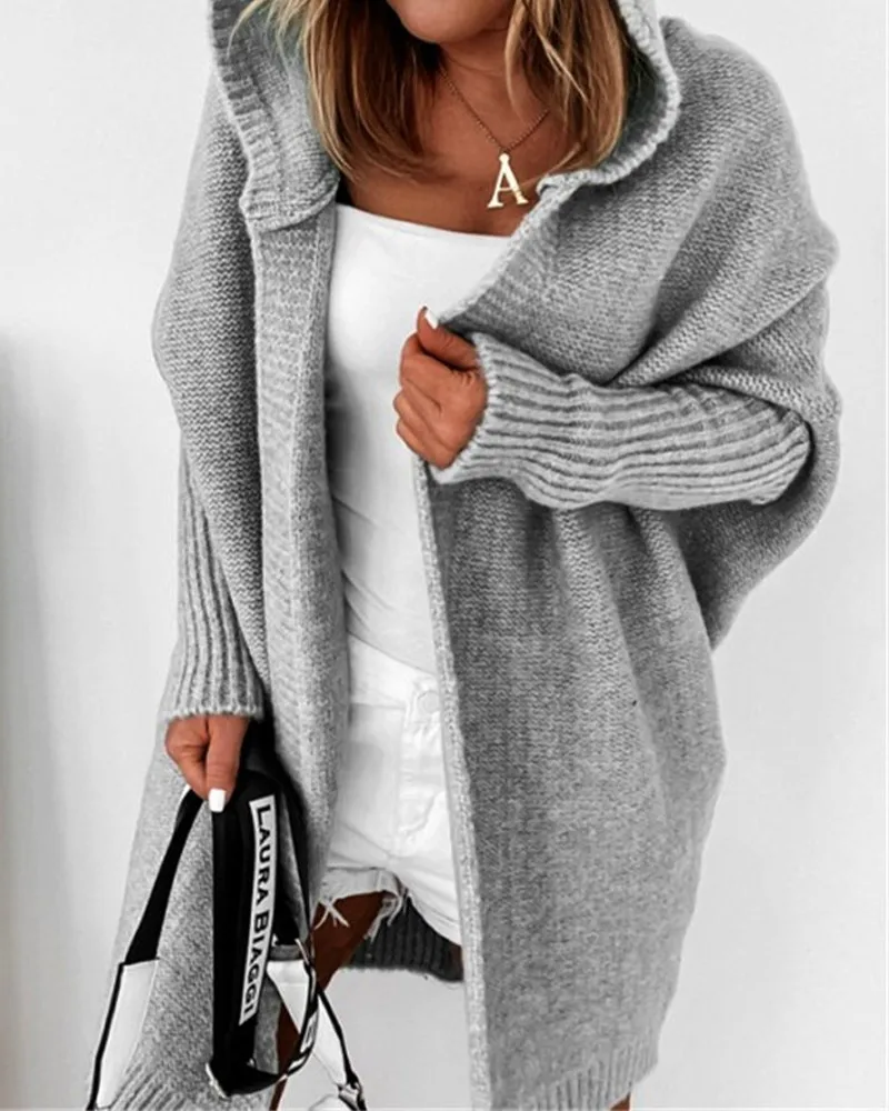 Cardigan women's Open Front Batwing Hooded long Cardigan casual sweater autumn 2021
Cardigan women's Open Front Batwing Hooded long Cardigan casual sweater autumn 2021