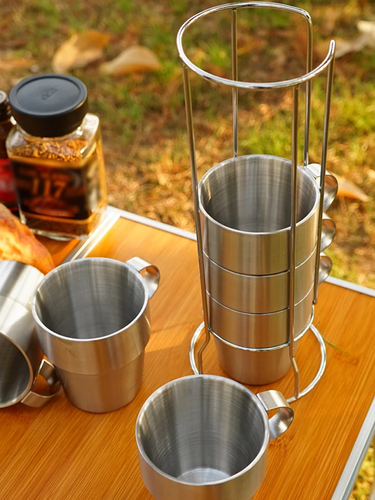 Double Layer Anti-Scald Stainless Steel Stackable Water Coffee Cup Set With Cup Holder Stand Household Office Use Gargle Cup
Double Layer Anti-Scald Stainless Steel Stackable Water Coffee Cup Set With Cup Holder Stand Household Office Use Gargle Cup