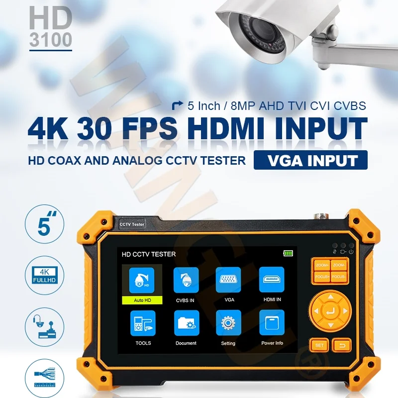 5-дюймовый TFT-ЖК-экран HD дисплей CCTV тестер монитор 5200 мАч HD3200 поддержка UTP кабеля