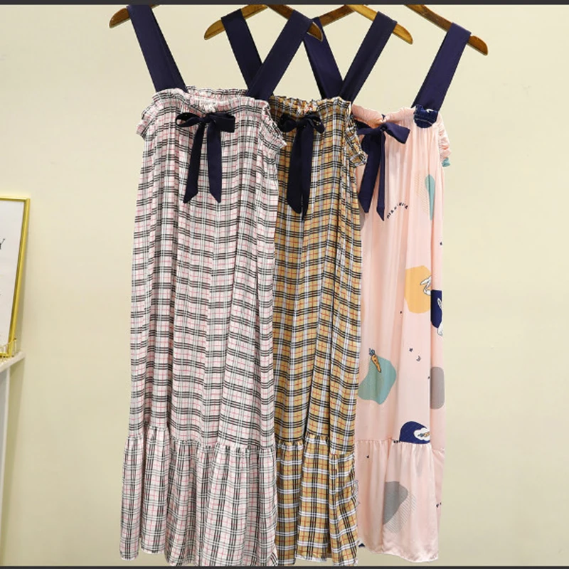 Cotton Silk Pajamas Dress Women's Nightie Sling Pajama Nightdress Women New Ladies Sleepwear Wide Shoulder Tank Top Skirt Dress
Cotton Silk Pajamas Dress Women's Nightie Sling Pajama Nightdress Women New Ladies Sleepwear Wide Shoulder Tank Top Skirt Dress