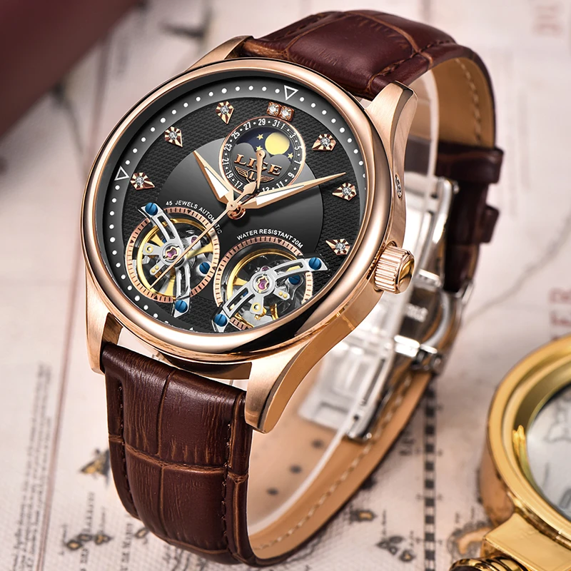 Relojes Hombre LIGE Brand Men Watches Automatic Mechanical Watch Tourbillon Sport Clock Leather Casual Business Wrist Watch Gold
Relojes Hombre LIGE Brand Men Watches Automatic Mechanical Watch Tourbillon Sport Clock Leather Casual Business Wrist Watch Gold