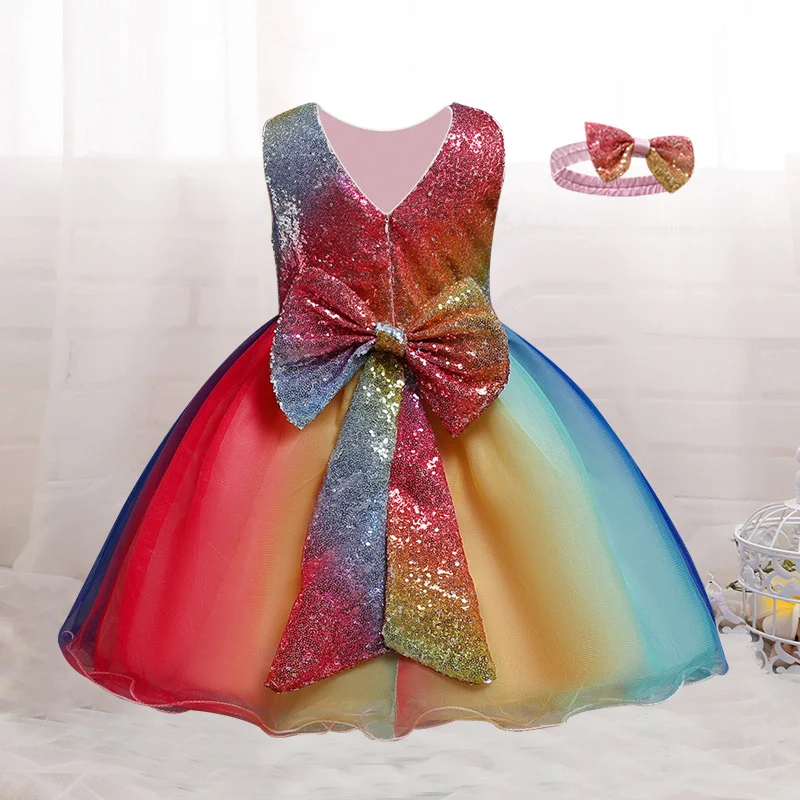 Sleeveless Girls Princess Dress Big Bowknot Sequined Party Ball Gown Dresses For Girls Summer Gradient Rainbow Color Prom Frocks
Sleeveless Girls Princess Dress Big Bowknot Sequined Party Ball Gown Dresses For Girls Summer Gradient Rainbow Color Prom Frocks