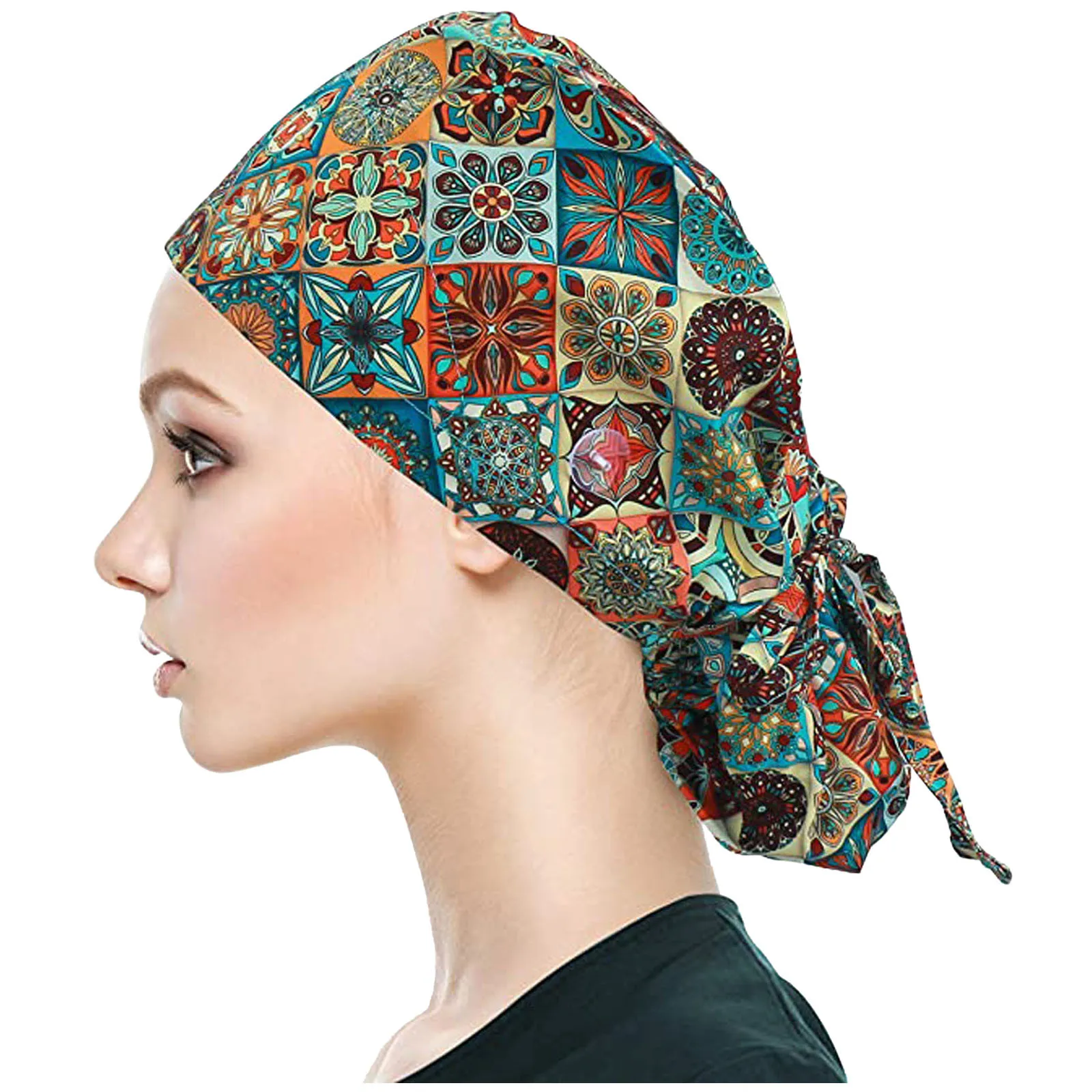 Flower Printed Buttons Women And Men Cap Western Style Bouffant Sweatband Unisex Cap Simple Western Style Breathable Mankind Hat
Flower Printed Buttons Women And Men Cap Western Style Bouffant Sweatband Unisex Cap Simple Western Style Breathable Mankind Hat