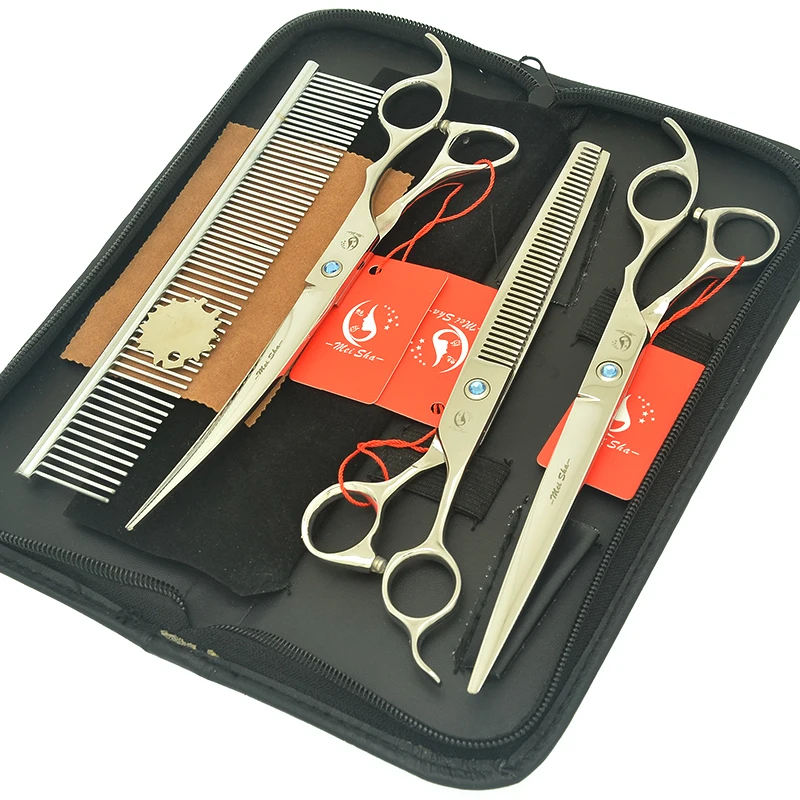 8.0" Japan 440C Steel Dog Grooming Scissors Kit with Comb Straight Scissors Thinning Shears Curved Tesoura Pets Clipper B0041A
8.0" Japan 440C Steel Dog Grooming Scissors Kit with Comb Straight Scissors Thinning Shears Curved Tesoura Pets Clipper B0041A