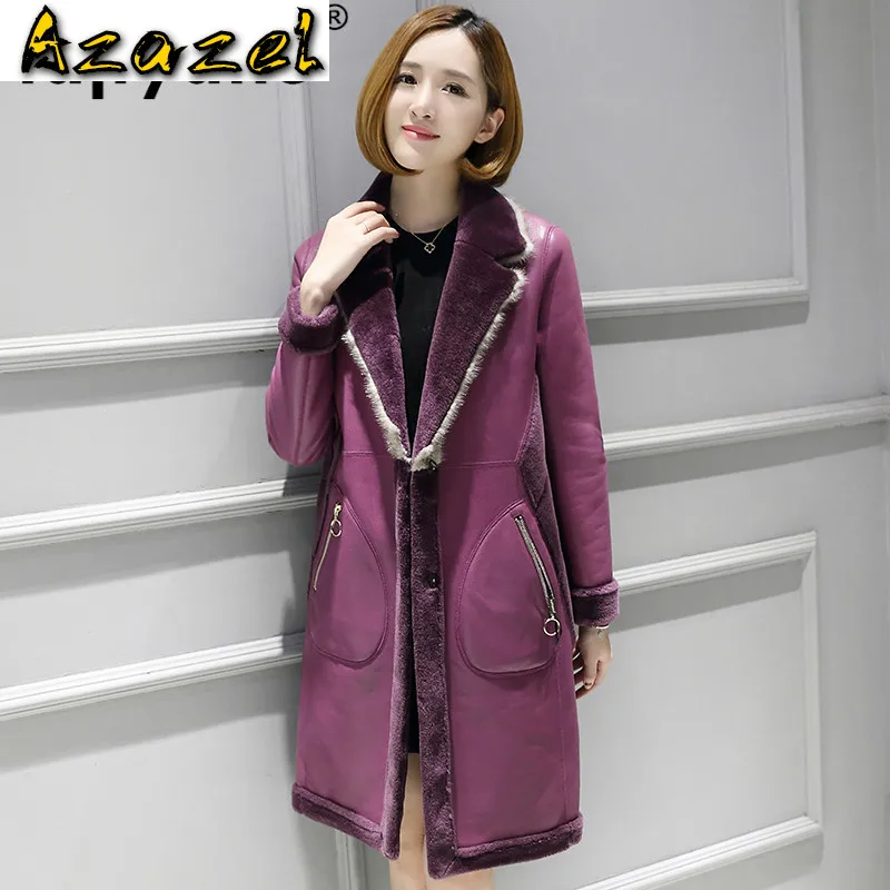 Куртка женская из натуральной кожи, с меховым воротником, T3505 
Куртка женская из натуральной кожи, с меховым воротником, T3505