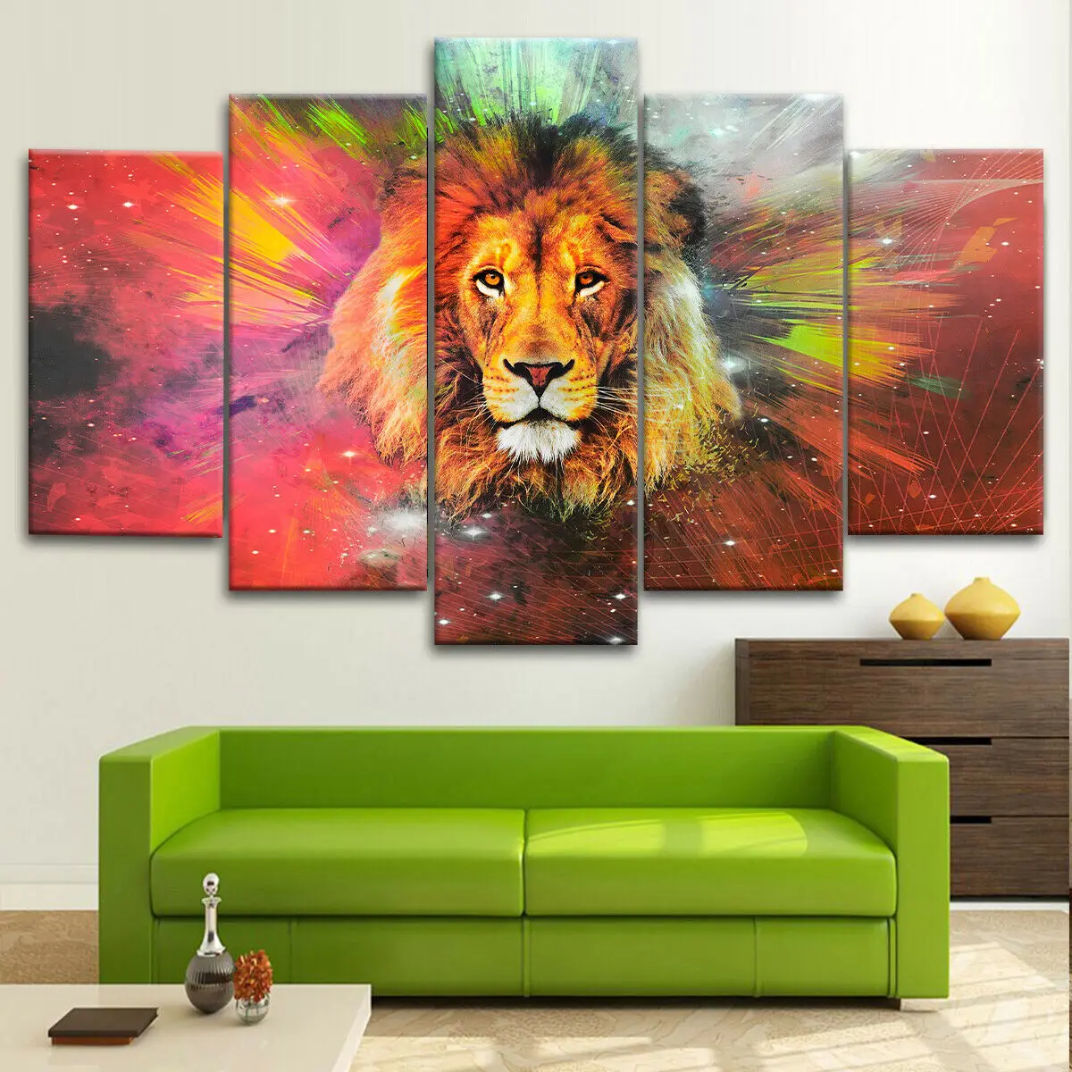 

No Framed Wild Lion Galaxy 5 piece Wall Art Canvas Print Posters Paintings Painting Living Room Home Decor Pictures