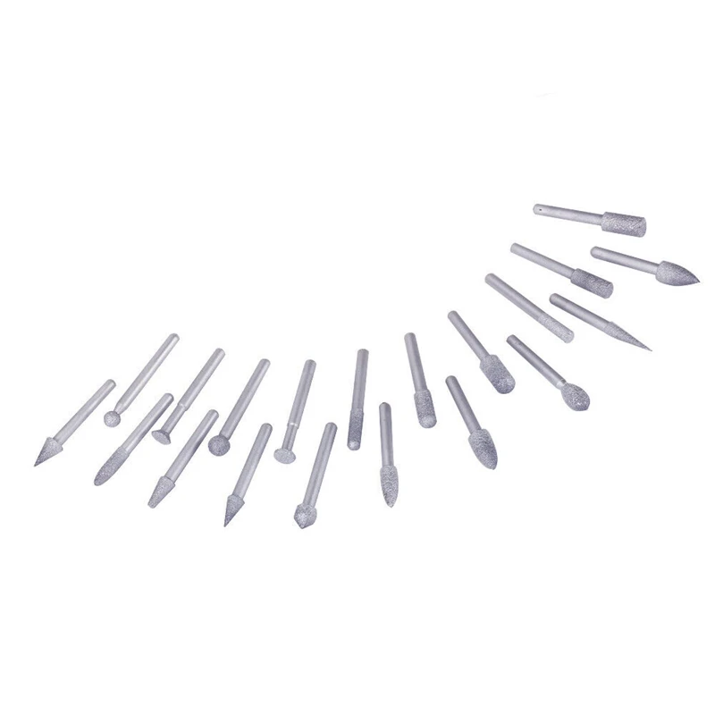 20Pcs Diamond Grinding Head Set Rotary Burrs Abrasive Lapidary Carving Tools for Stone Shank 6mm 1/4inch Grit
20Pcs Diamond Grinding Head Set Rotary Burrs Abrasive Lapidary Carving Tools for Stone Shank 6mm 1/4inch Grit