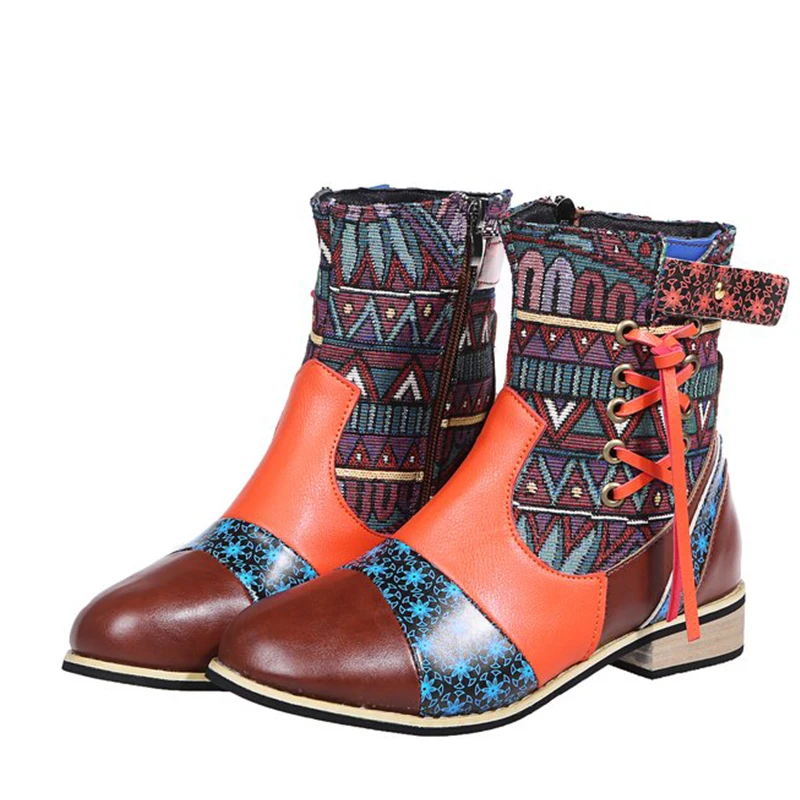 Socofy Women Boots Retro Printed Metal Buckle Genuine Leather Zipper Ankle Boots Fashion Ladies Shoes Botines Mujer
Socofy Women Boots Retro Printed Metal Buckle Genuine Leather Zipper Ankle Boots Fashion Ladies Shoes Botines Mujer