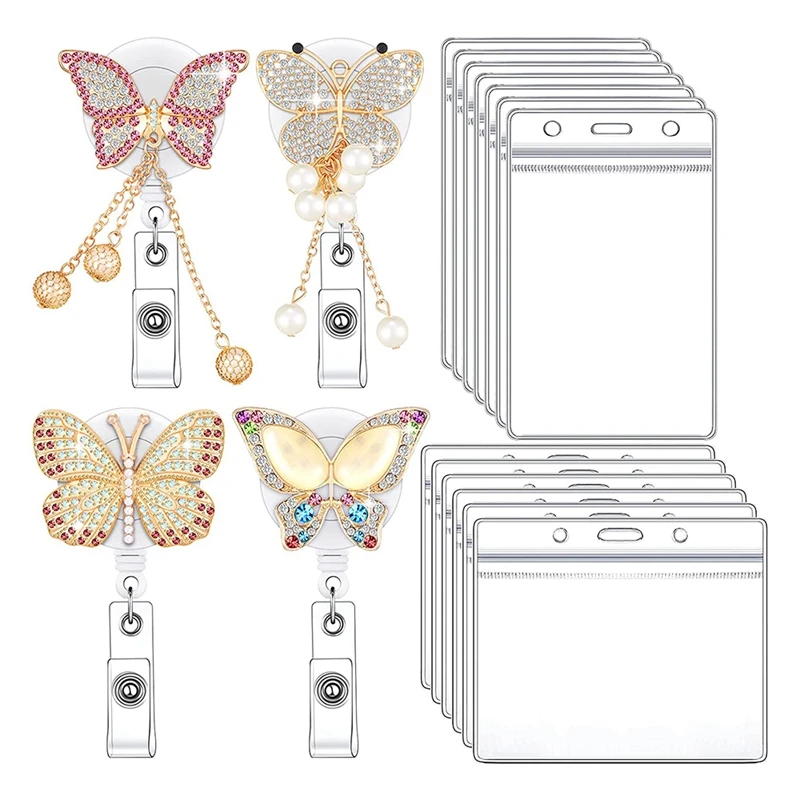4Pcs Butterfly Retractable Badge Reel Set with 16 Transparent Waterproof ID Card Holder for Nurse Volunteer Student
4Pcs Butterfly Retractable Badge Reel Set with 16 Transparent Waterproof ID Card Holder for Nurse Volunteer Student