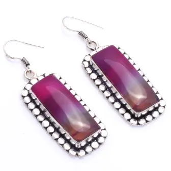 Genuine Botswana Agate Silver Overlay on Copper Earrings ,Hand made Women Jewelry Gift , 58 mm, E5625 
Genuine Botswana Agate Silver Overlay on Copper Earrings ,Hand made Women Jewelry Gift , 58 mm, E5625