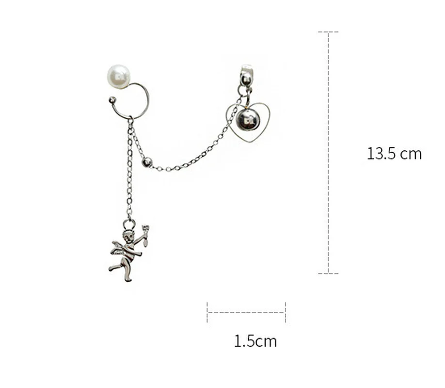 One-piece New Korean Fashion Silver Color Long Earrings Cupid Heart-shaped Pearl Ear Clip Angel Charm Tassel Earrings for Women
One-piece New Korean Fashion Silver Color Long Earrings Cupid Heart-shaped Pearl Ear Clip Angel Charm Tassel Earrings for Women