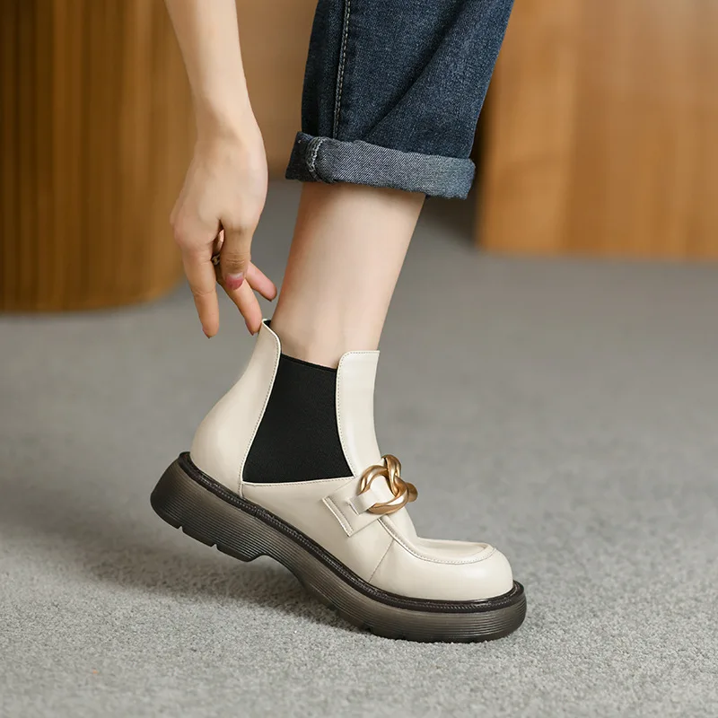 Shoes Women New Really Soft Leather Thick Bottom Chain Martin Boots Women's Autumn Winter British Naked Boots
Shoes Women New Really Soft Leather Thick Bottom Chain Martin Boots Women's Autumn Winter British Naked Boots