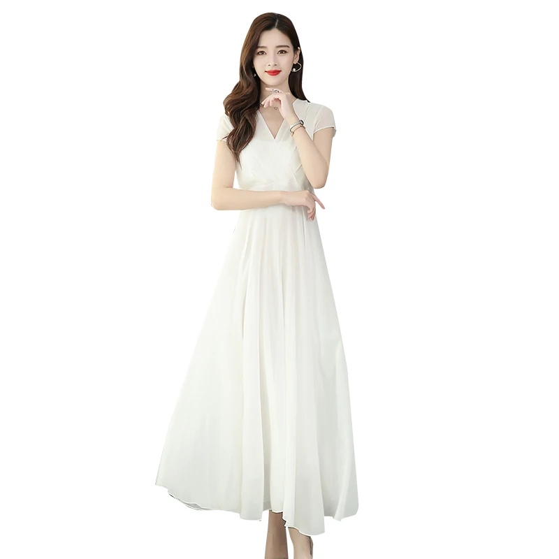 Fashion dress summer solid color chiffon long slim V-neck fit was thin sweet high waist long swing vestidos 2020 new D87
Fashion dress summer solid color chiffon long slim V-neck fit was thin sweet high waist long swing vestidos 2020 new D87