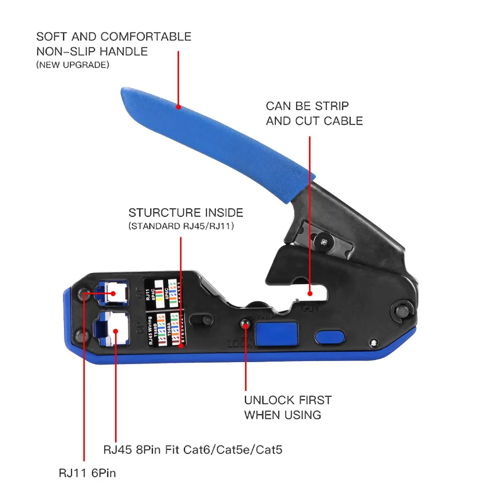 Network Stripping Pliers Wire Stripper Wire Cable Tools Stripping Crimping Tool For Rj45 Cat6 Cat5e Cat5 Rj11 Rj12 Connector
Network Stripping Pliers Wire Stripper Wire Cable Tools Stripping Crimping Tool For Rj45 Cat6 Cat5e Cat5 Rj11 Rj12 Connector
