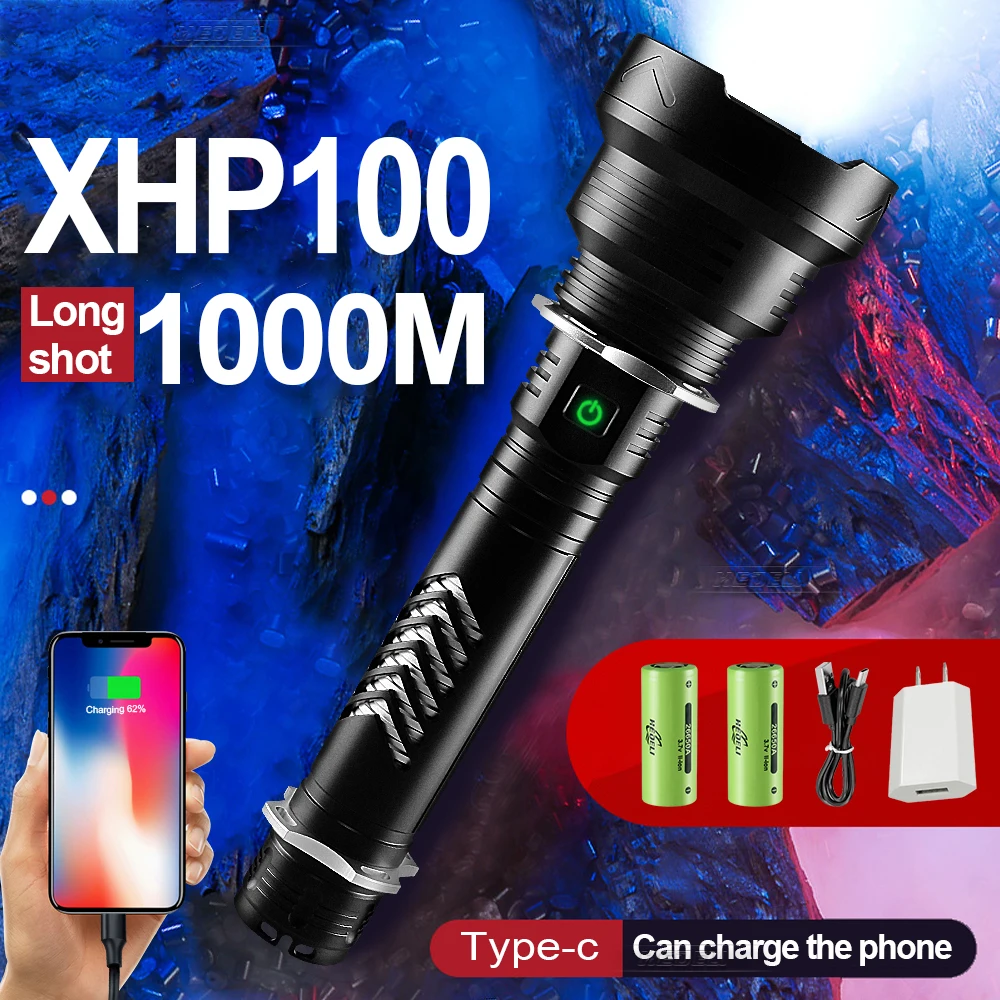 XHP100 LED Flashlight torch light powerful long range tactical flash light 18650 Rechargeable xhp90 lantern waterproof hand lamp
XHP100 LED Flashlight torch light powerful long range tactical flash light 18650 Rechargeable xhp90 lantern waterproof hand lamp