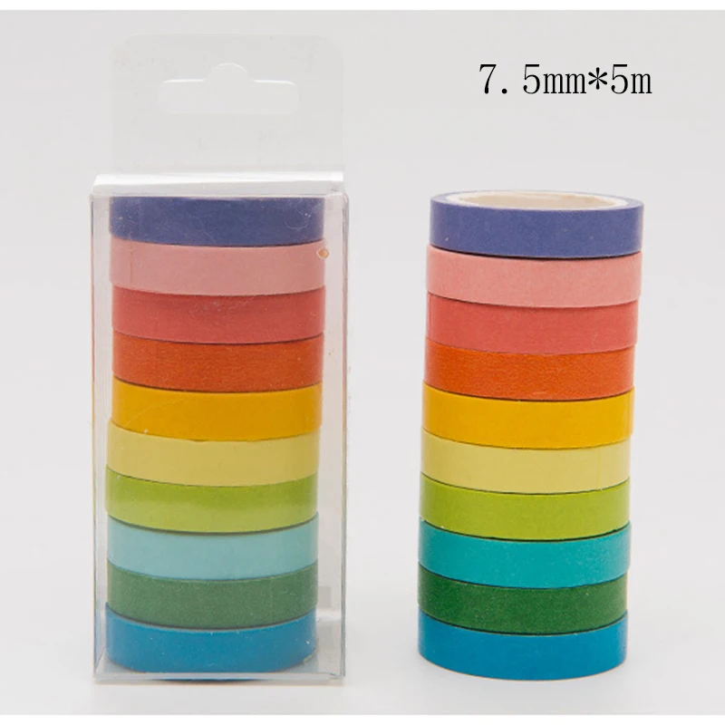10pcs/box DIY Rainbow Color Masking Washi Sticky Paper Tape Adhesive Sticker Scrapbooking Decoration Washi Tape
10pcs/box DIY Rainbow Color Masking Washi Sticky Paper Tape Adhesive Sticker Scrapbooking Decoration Washi Tape