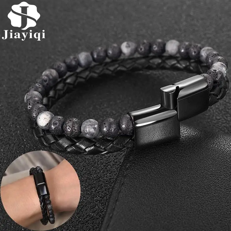 Men Bracelet Genuine Leather Natural Stone Beaded Bracelets Male Fashion Hiphop Waterproof Jewelry Stainless Steel Clasp Bangle
Men Bracelet Genuine Leather Natural Stone Beaded Bracelets Male Fashion Hiphop Waterproof Jewelry Stainless Steel Clasp Bangle