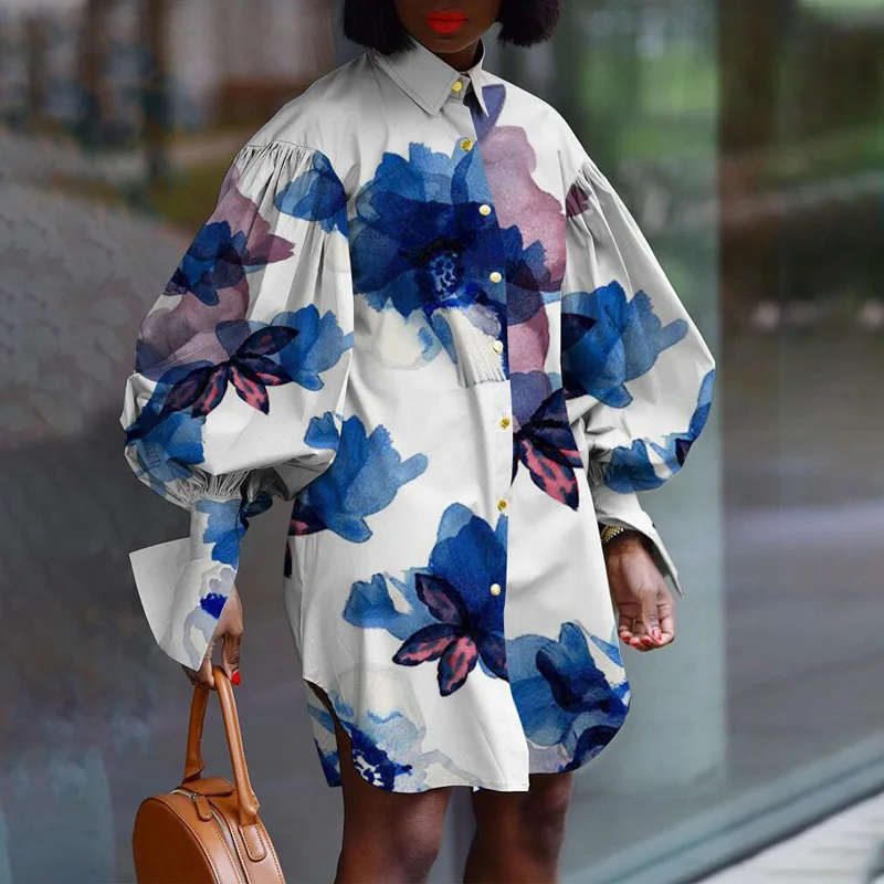2021 Women Fashion Shirt Dress Lantern Sleeve African Print Casual Loose Long Shirts Plus Size Streetwear Knee-Length Sundress
2021 Women Fashion Shirt Dress Lantern Sleeve African Print Casual Loose Long Shirts Plus Size Streetwear Knee-Length Sundress