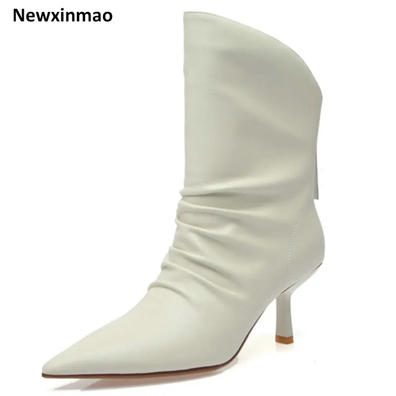 Fashion Genuine Leather Pointed Toe Shoes Woman Heels 2021 Fall Winter Thick Heels Boots for Wedding Back Zipper Ankle Boots
Fashion Genuine Leather Pointed Toe Shoes Woman Heels 2021 Fall Winter Thick Heels Boots for Wedding Back Zipper Ankle Boots