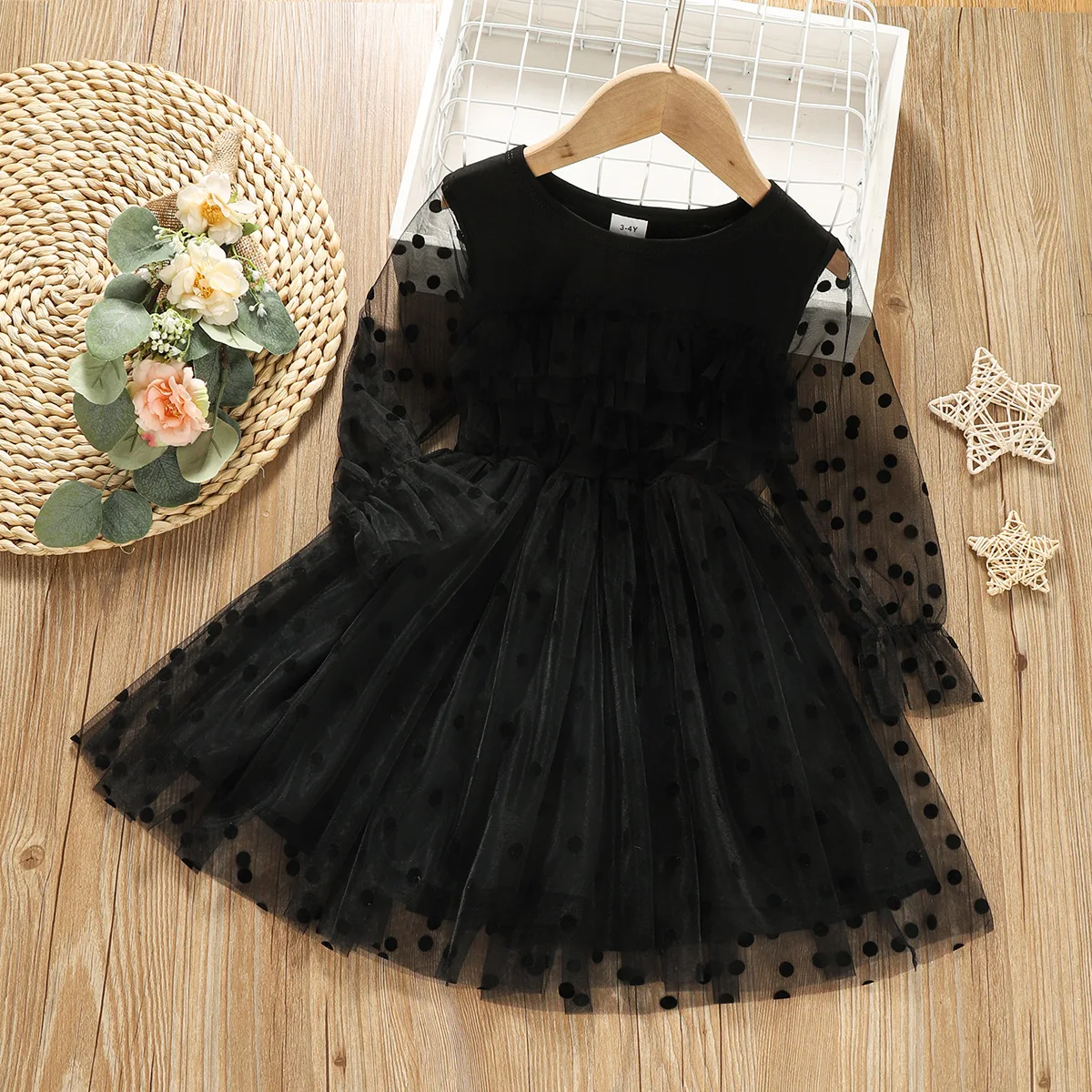 Toddler Kids Baby Girls Autumn Full Sleeve Thin Dot Mesh Knee-length O-neck Dress Children Casual Clothes 18M-6Y
Toddler Kids Baby Girls Autumn Full Sleeve Thin Dot Mesh Knee-length O-neck Dress Children Casual Clothes 18M-6Y