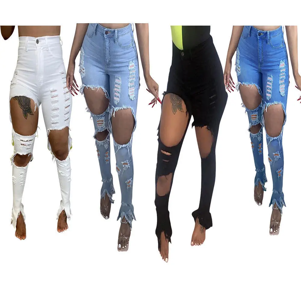 Women Ripped Hole Stretch Jean Ladies Plus Size Full Length Pencil Pants Denim Jeans
Women Ripped Hole Stretch Jean Ladies Plus Size Full Length Pencil Pants Denim Jeans