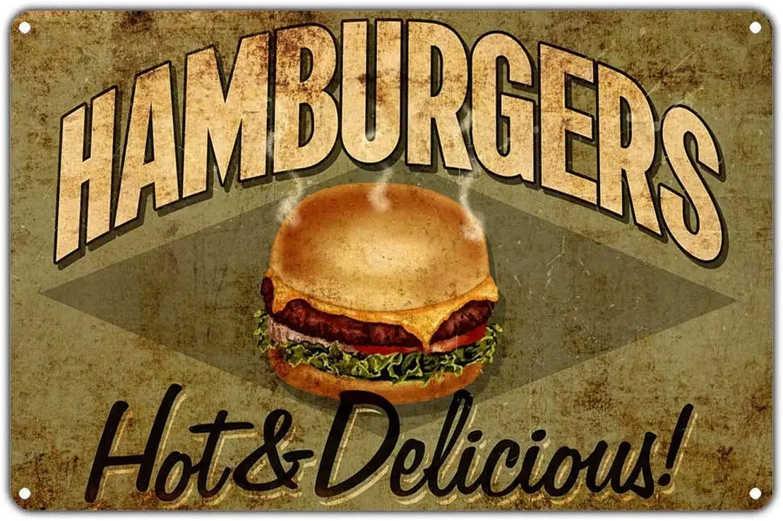 Wisesign Hamburgers Hot & Delicious Fast Food Restaurant Retro Tin Sign 12x16 Vintage Decor Art
Wisesign Hamburgers Hot & Delicious Fast Food Restaurant Retro Tin Sign 12x16 Vintage Decor Art