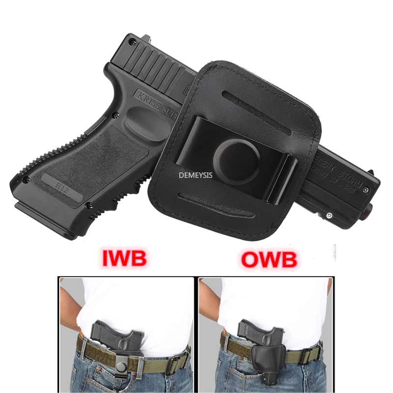 Кобура для пистолета IWB OWB, кожаный чехол для пистолета, для страйкбола, охотничьего оружия любого размера, Для Пистолетов Glock 17 18 19
Кобура для пистолета IWB OWB, кожаный чехол для пистолета, для страйкбола, охотничьего оружия любого размера, Для Пистолетов Glock 17 18 19