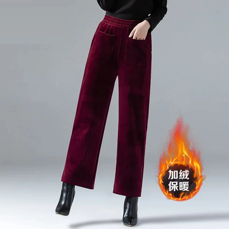 Elastic Waist Corduroy Wide Leg Pants Women Plus Size 4XL Stretch Straight Trousers Vintage Autumn Winter Thick Casual Pants
Elastic Waist Corduroy Wide Leg Pants Women Plus Size 4XL Stretch Straight Trousers Vintage Autumn Winter Thick Casual Pants