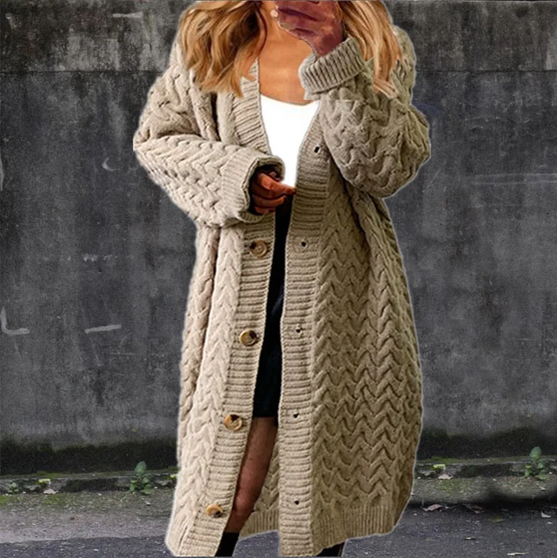 Women's Autumn Winter New Long Twist Sweater Solid Color Button Large Cardigan Sweater Coat
Women's Autumn Winter New Long Twist Sweater Solid Color Button Large Cardigan Sweater Coat
