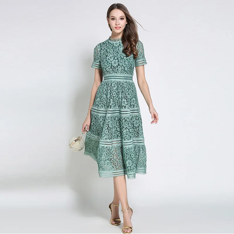 Summer Women's New Style Elegant Slim-Fit Large Swing Skirt Fried Color Long Lace Dress
Summer Women's New Style Elegant Slim-Fit Large Swing Skirt Fried Color Long Lace Dress