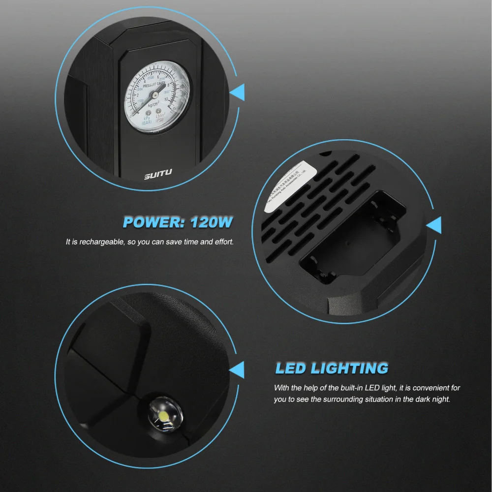 1 Set Portable Air Compressor Tire Inflator Car Tire Pump Electric Air Pump 
1 Set Portable Air Compressor Tire Inflator Car Tire Pump Electric Air Pump