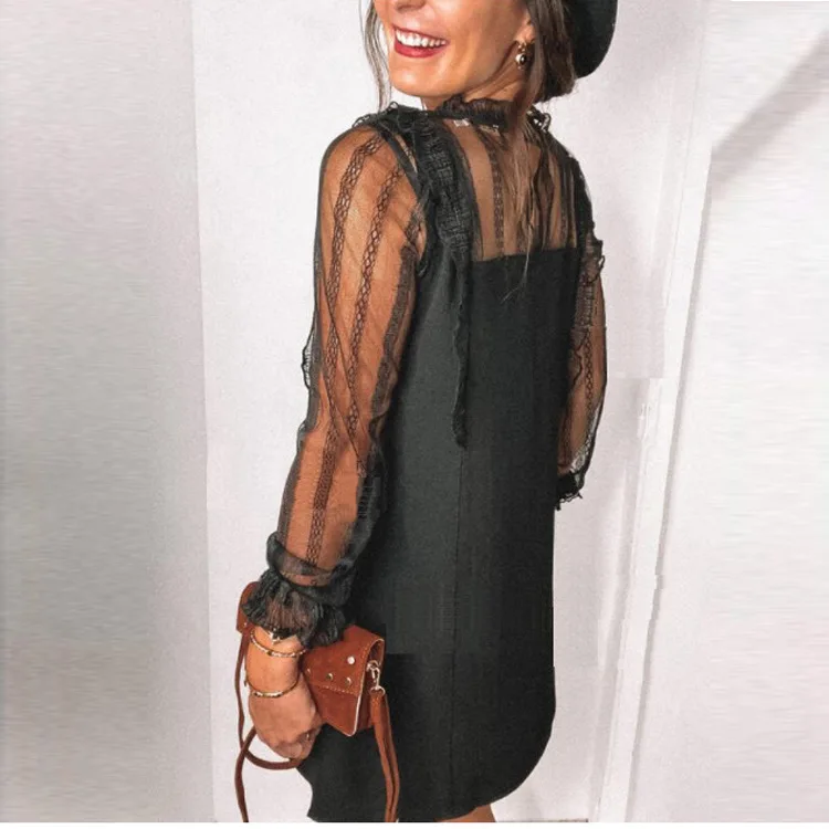 Mandylandy Spring and Autumn Sexy Blouses Women's Fashion Lace Stitching See-through Long Sleeve O-Neck Hollow Out Long Blouses
Mandylandy Spring and Autumn Sexy Blouses Women's Fashion Lace Stitching See-through Long Sleeve O-Neck Hollow Out Long Blouses