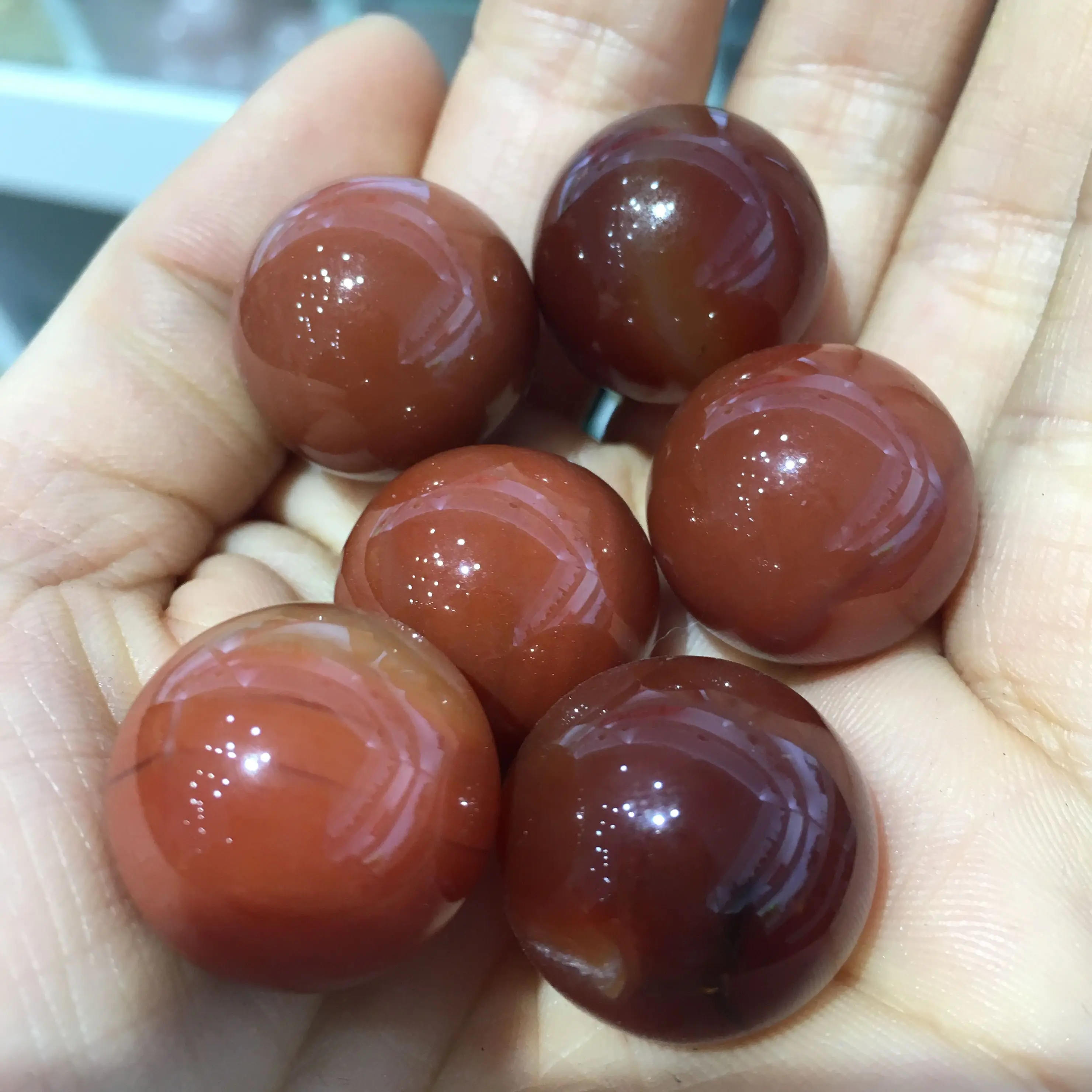 

18-20MM Natural Carnelian Red Agate Gem Crystal Reiki Healing Sphere Ball