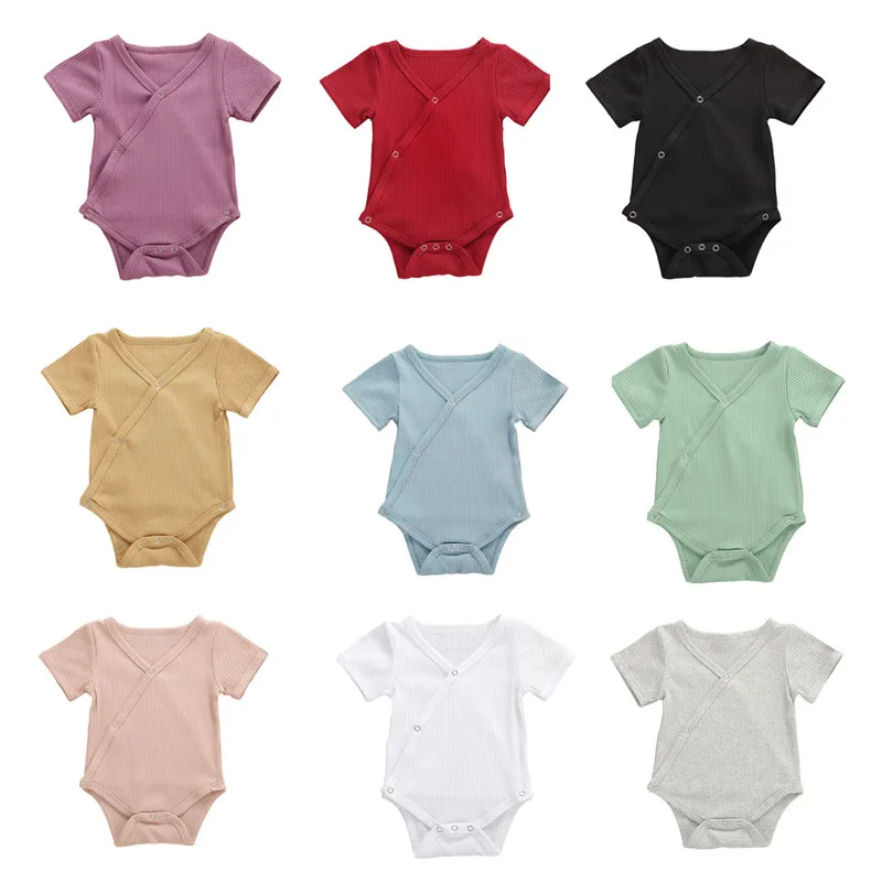 2020 Summer Baby Boys Girls Romper Ribbed Short Sleeve Solid Jumpsuit Playsuit Baby One Piece Outfit For 0-24M Newborn 9 Colors
2020 Summer Baby Boys Girls Romper Ribbed Short Sleeve Solid Jumpsuit Playsuit Baby One Piece Outfit For 0-24M Newborn 9 Colors