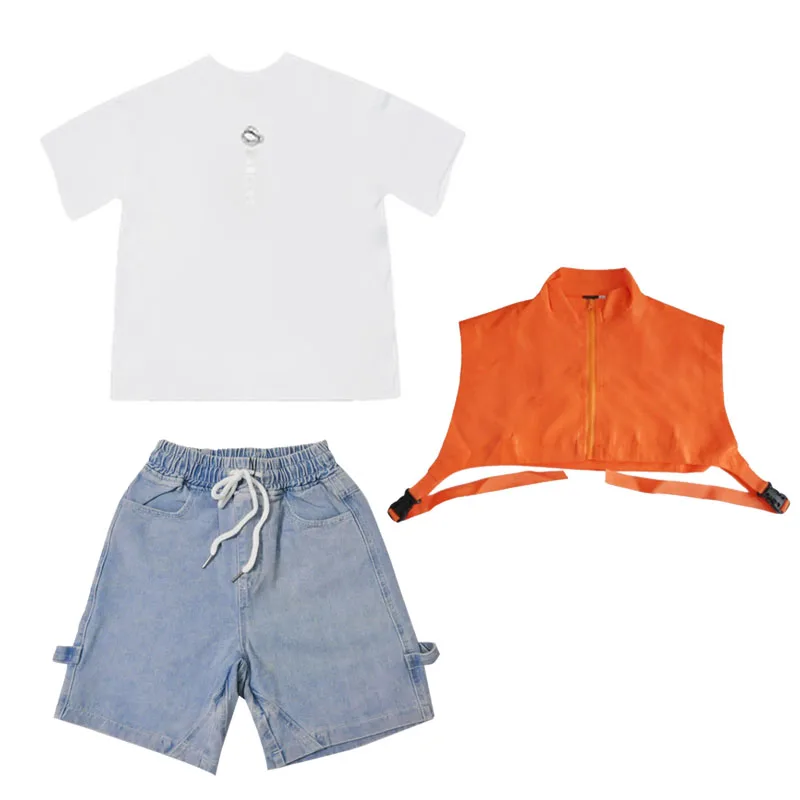 2020 Children'S Day Hip Hop Dance Costumes Kid Short-Sleeved T-Shirt Denim Shorts Boys Jazz Modern Dance Costumes Street Wear
2020 Children'S Day Hip Hop Dance Costumes Kid Short-Sleeved T-Shirt Denim Shorts Boys Jazz Modern Dance Costumes Street Wear