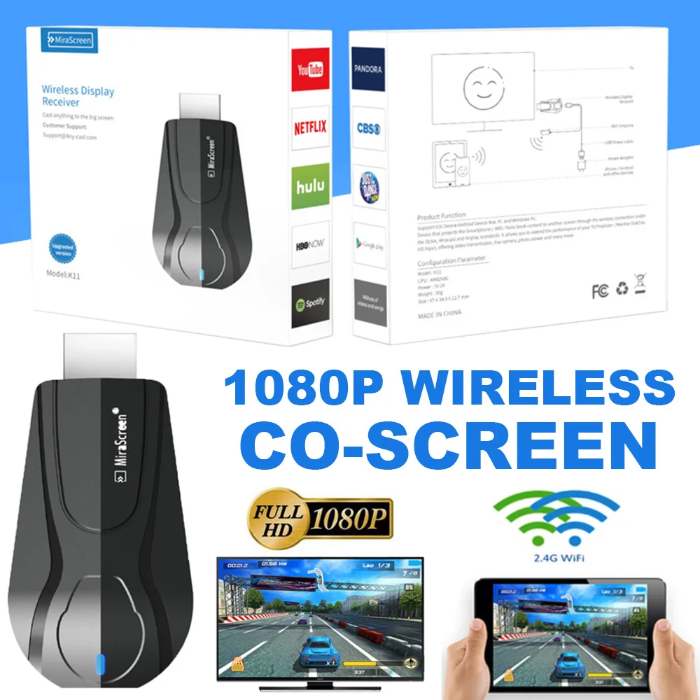 Wireless Display Dongle 1080P HDMI-Compatible Display Receiver 2.4G Dongle Adapter for iPhone Android /Monitor/Projector/Laptop
Wireless Display Dongle 1080P HDMI-Compatible Display Receiver 2.4G Dongle Adapter for iPhone Android /Monitor/Projector/Laptop
