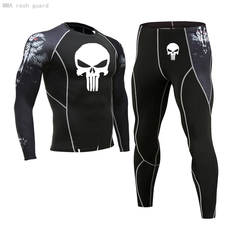 Wolf head arm Men's thermal underwear set Skull MMA T shirt Compression Leggings Fitness clothing Warm winter long johns men
Wolf head arm Men's thermal underwear set Skull MMA T shirt Compression Leggings Fitness clothing Warm winter long johns men