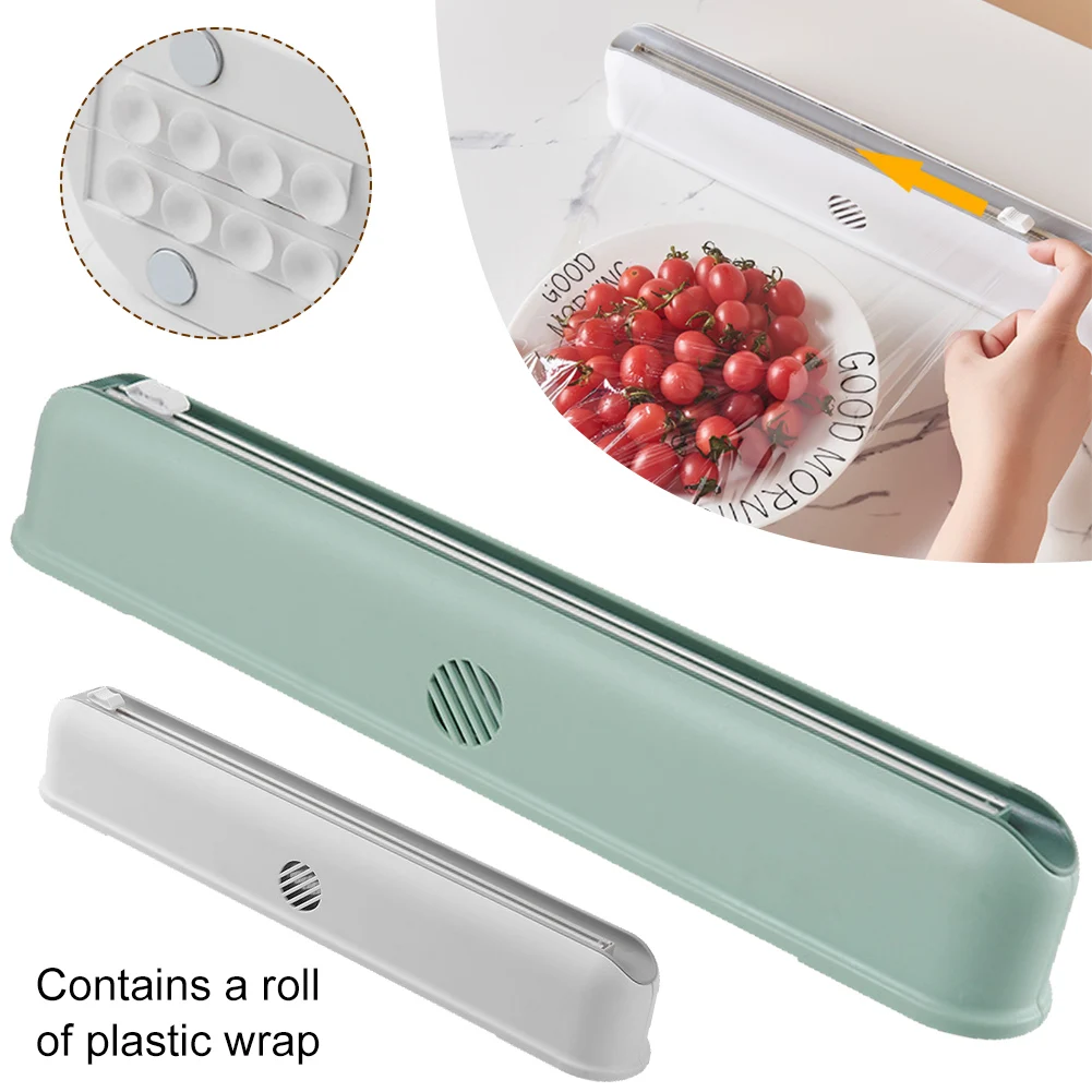 Plastic Cling Film Cutting Box Wrap Dispenser With Slide Cutter Wall-mounted Suction Cup Food Preservation Kitchen Accessories
Plastic Cling Film Cutting Box Wrap Dispenser With Slide Cutter Wall-mounted Suction Cup Food Preservation Kitchen Accessories