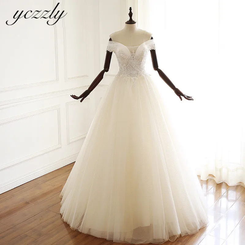 Simple A-line Off-shoulder Lace Appliques Wedding Dress Plus Size Long Crystal Bridal Gown Floor Length Bridal Gown YW46
Simple A-line Off-shoulder Lace Appliques Wedding Dress Plus Size Long Crystal Bridal Gown Floor Length Bridal Gown YW46