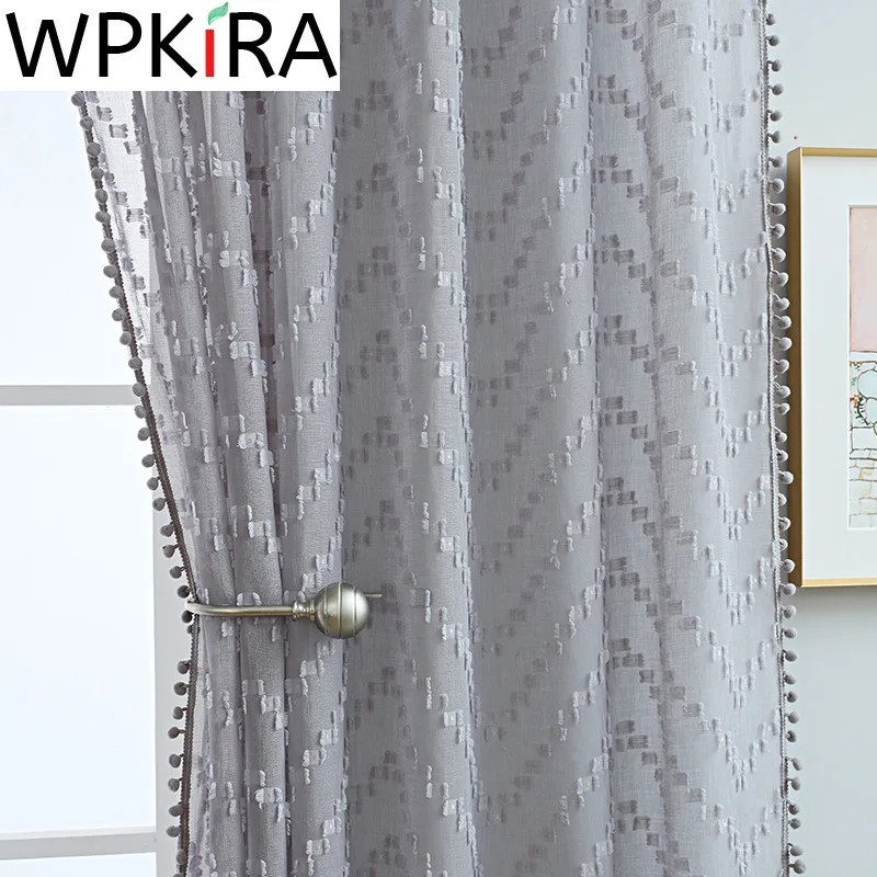 Luxury Embossed Wave Tulle Curtain for Living room Semi Sheer Curtains Grey Pom Pom Jacquard Voile Window Panels ZH254E
Luxury Embossed Wave Tulle Curtain for Living room Semi Sheer Curtains Grey Pom Pom Jacquard Voile Window Panels ZH254E