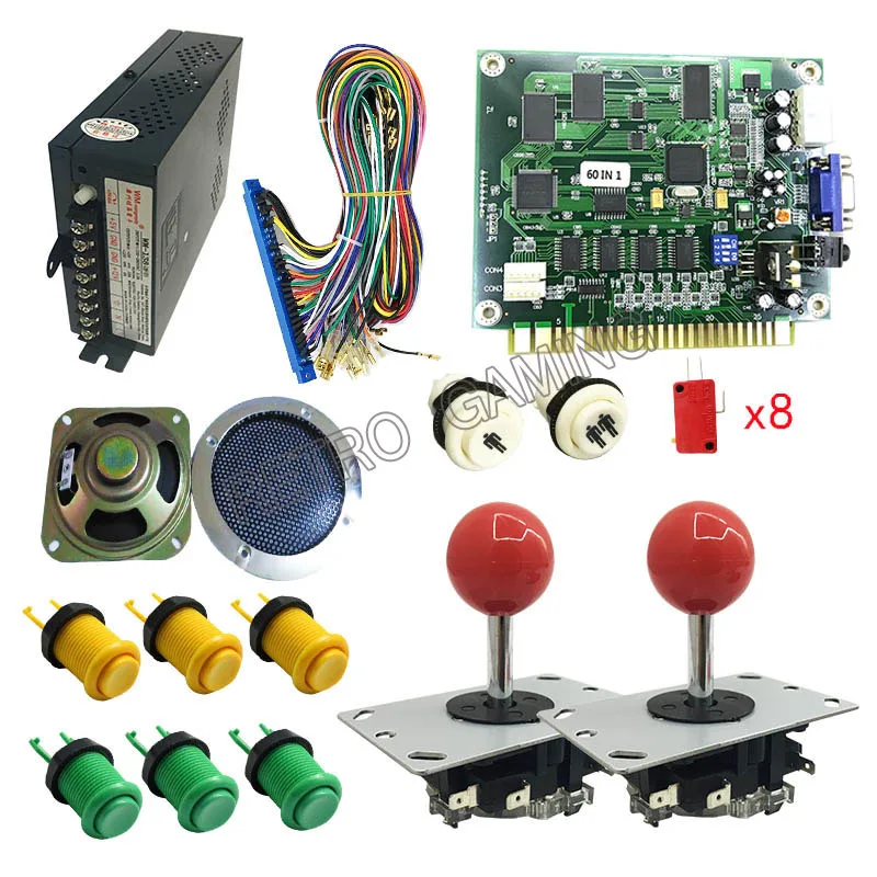2 игрока DIY классическая JAMMA 60 в 1 игровой аркадный набор с блоком питания