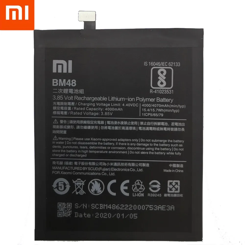 Xiao Mi Original Phone Battery BM48 for Xiaomi Note 2 Note2 High Quality Replacement Battery 4000mAh
Xiao Mi Original Phone Battery BM48 for Xiaomi Note 2 Note2 High Quality Replacement Battery 4000mAh