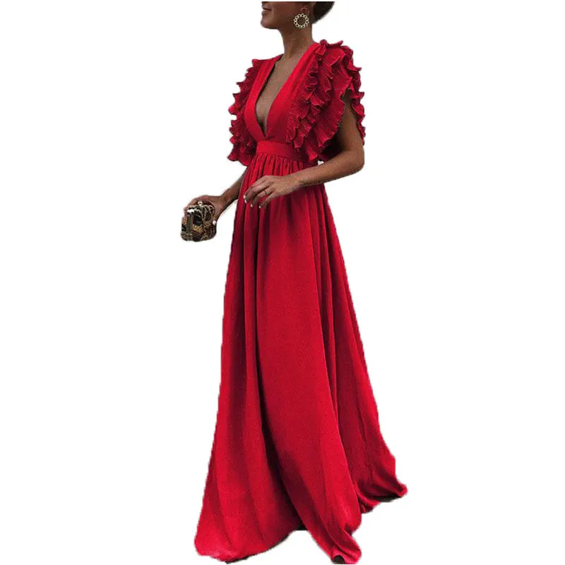 New Women Fashion Elegant Solid Color Evening Dress Sleeveless Deep V-neck High Split Dress Halter Dress Maxi Dress
New Women Fashion Elegant Solid Color Evening Dress Sleeveless Deep V-neck High Split Dress Halter Dress Maxi Dress