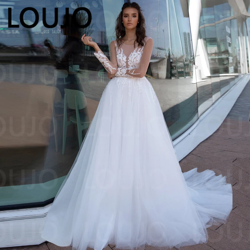 LUOJO Long Sleeves Wedding Dresses Boho Scoop Neck A-Line Applique Tulle Princess Wedding Gown for Bride Robe vestidos de novia
LUOJO Long Sleeves Wedding Dresses Boho Scoop Neck A-Line Applique Tulle Princess Wedding Gown for Bride Robe vestidos de novia