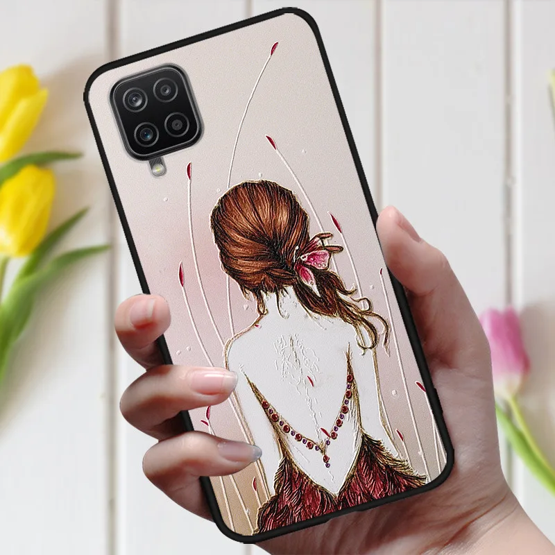 3D чехол с тисненым цветком для Samsung M32 милый рельефный Galaxy A22 4G Φ A 22 M12 телефона A12 |