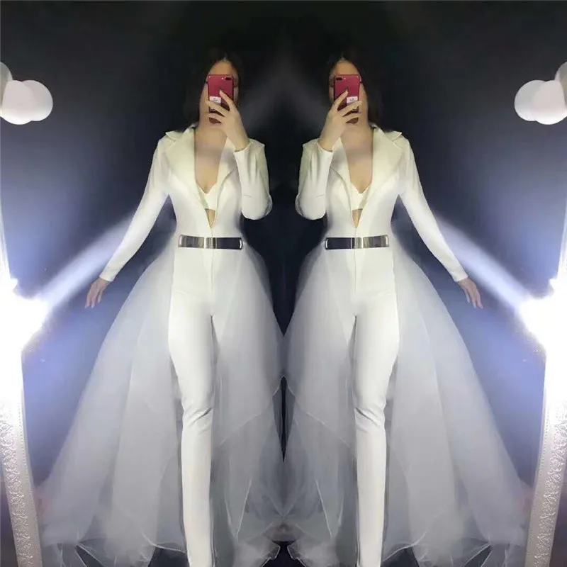 W24 Singer stage performance wears white costume white stretch jumpsuit trailing dress red jumpsuit party show outfit rave club 
W24 Singer stage performance wears white costume white stretch jumpsuit trailing dress red jumpsuit party show outfit rave club