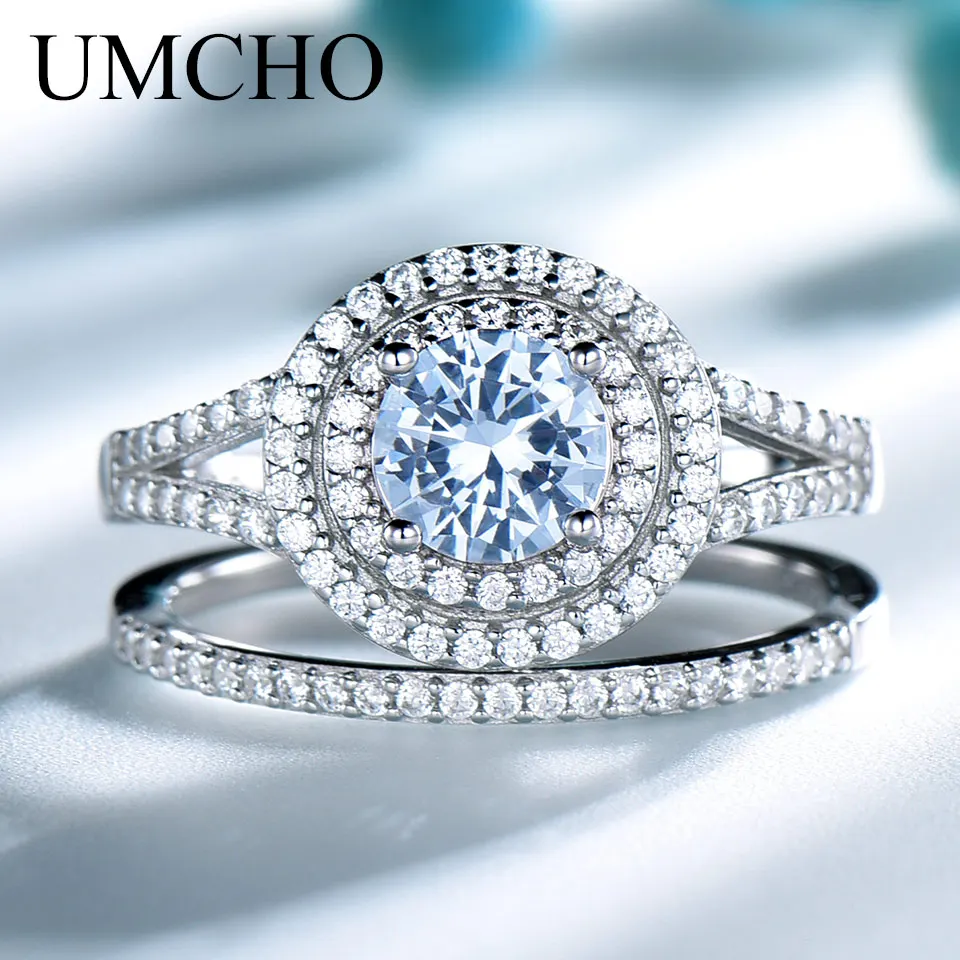 UMCHO 925 Sterling Silver Rings Nano Sky Blue Topaz Trendy Wedding Gemstone Double Ring Girls Engagement Party Gift Fine Jewelry
UMCHO 925 Sterling Silver Rings Nano Sky Blue Topaz Trendy Wedding Gemstone Double Ring Girls Engagement Party Gift Fine Jewelry